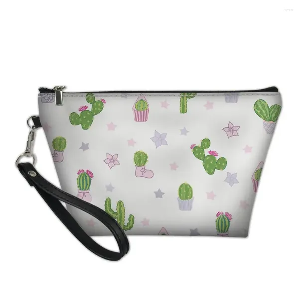 Sacs à cosmétiques motif Cactus de dessin animé pour femmes, trousse de toilette de voyage pour femmes, trousse de maquillage, rangement féminin, trousse à maquillage