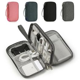 Cosmetische tassen Etuis 1 rozegrijszwartnavy reisdraagbare opbergtas voor digitale producten USB-datakabelmanager hoofdtelefoonset oplaadschatkist 231215