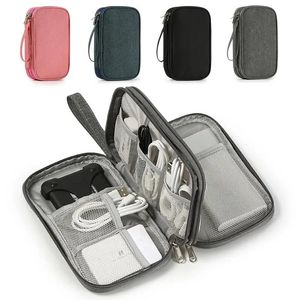 Cosmetische tassen Etuis 1 rozegrijszwartnavy reisdraagbare opbergtas voor digitale producten USB-datakabelmanager hoofdtelefoonset oplaadschatkist 231215