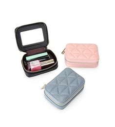 Casos de bolsas cosméticas 1 PC Outdoor Girl Mini PU Vintage Makeup Lipstick Bag Fashion Almacenamiento de viajes portátiles con espejo MAIN ORG1326244