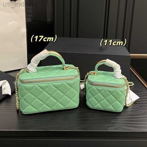 Sacs À Cosmétiques Cas 23Ss Femmes Vert Designer Agneau Vanity Box Sacs Avec Miroir Top Poignée En Métal Totes Classique Mini Titulaire De La Carte Z230731