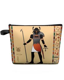 Cosmetic Bags Cases Egypte ancienne créateur pharaon sac cosmétique pochette grand maquillage organisateur sacs maquillage pochette femmes trousse de toilette beauté 231219