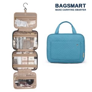 Bolsas de cosméticos Estuches BAGSMART Neceser con gancho para colgar Bolsa de maquillaje resistente al agua Organizador de viaje para champú Contenedor de tamaño completo Artículos de tocador 230826