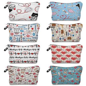 Bolsas de cosméticos Estuches Dibujos animados Enfermera Doctor Mujeres Bolsa Lápiz labial Organizador Moda Teléfono Monedero Cremallera Embrague Maquillaje Bolsa Mano Viaje 230808