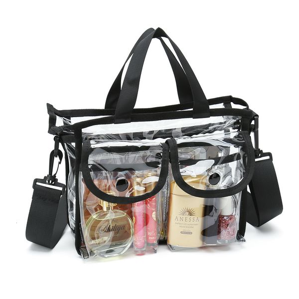 Bolsas de cosméticos Estuches Bolsa transparente para maquilladores con correa para el hombro desmontable Disponible para personalizar 230519