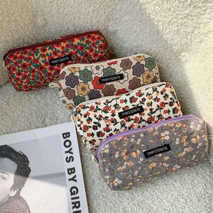 Cosmetische tassen cases corduroy bloemen reizen cosmetische lippenstift portemonnee opbergtas kawaii dames make -up handtassen organisator portemonnee portemonnee pouch potlood case tassen z0504