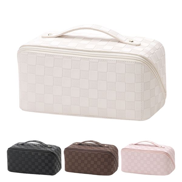 Sacs à cosmétiques Étuis Sac à cosmétiques Sac de maquillage en cuir PU imperméable Grande capacité Compartiments organisés pour les essentiels de beauté 230823