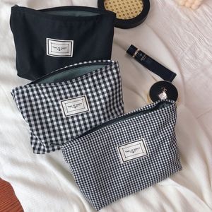 Cosmetic Bags Cases Cotton Makeup For Plaid Large Cosmetics Pouch Necesserie Make Up Organizer Beauty Storage Woman Men Travel Toiletry 230329