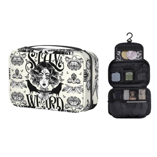 Sacs à cosmétiques Étuis personnalisés Stay Weird Trousse de toilette Femmes Halloween Sorcière Organisateur de maquillage Dames Beauté Stockage Dopp Kit CaseCosmetic