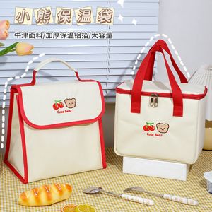 Cosmetische tassen Etuis Schattige beer Lunchtas Meisjes Geïsoleerd canvas Koeler Handtas Aluminiumfolie Thermische voedseldoos Familie School Picknick Dinercontainer 230823