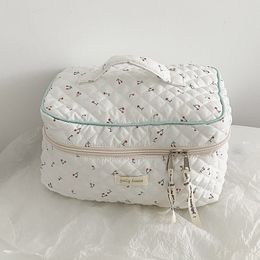 Cosmétique Sacs Cas Mignon Quilting Coton Trousse De Maquillage Femmes Zipper Cosmétique Organisateur Femme Tissu Sac À Main Boîte Forme Portable Trousse De Toilette Pour Les Filles 230223