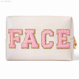 Cosmetische tassen Hoesjes Schattig Reizen Chenille University Facial MMS Make-up tas Prep Patch Make-up tas Jeugd Meisjes Toilet Organizer Z230804