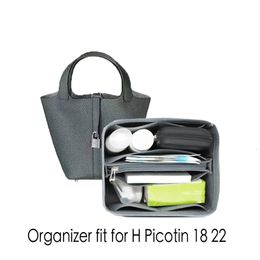 Sacs à cosmétiques Cas pour H Picotin 18 22 Feutre Organisateur de sac à main Insert avec fermeture à glissière Tote Shaper Sacs à main de maquillage portables Stockage intérieur 230817