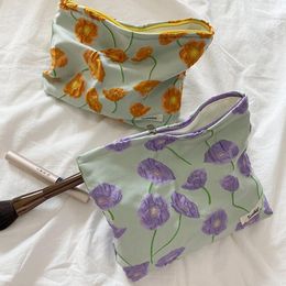 Bolsas Cosméticas Estojos Estilo Franch Saco Flor Margarida Em Relevo Bolsas Femininas Bolsa Maquiagem Organizador Armazenamento Maquiagem Menina Estojo Lápis