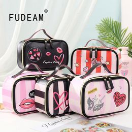 FUDEAM cuir Portable femmes sac multifonction voyage toilette stockage organiser sac à main étanche femme trousse de maquillage 230925