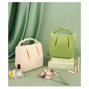 Bolsas de cosméticos Estuches Verde Moda japonesa Percha plisada portátil Tipo colgante Lindo Maquillaje Organizador Bolsos Cosméticos de mujer Bolsa de viaje Bolsa rosa 231215