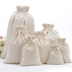 Bolsas de cosméticos Casos Hechos a mano Muselina Algodón Cordón Embalaje Bolsas de regalo para granos de café Bolsa de joyería Almacenamiento Favores de boda Rústico Folk Navidad 230822