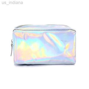 Bolsas de cosméticos Estuches Venta caliente color holográfico cosmético impermeable y brillante láser mujer bolsa de cosméticos Z230804