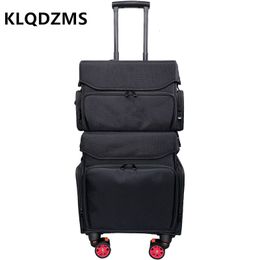 KLQDZMS haute qualité mode Oxford tissu sac de maquillage dames chariot roulant bagages bagage à main roue étui multifonctionnel 230919