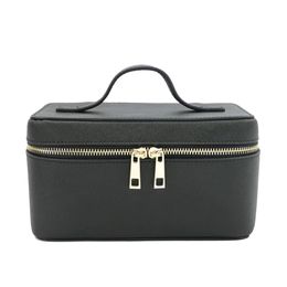 Cosmetische tassen kasten dames saffiano split lederen reis toilethoeven draagbare hangende make -up organisator box dopp kit voor vrouwen 230130