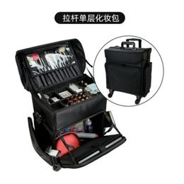 Grand étui de maquillage professionnel, chariot pour femmes, organisateur de cosmétiques, sac à bagages détachable, valise de tatouage de beauté des ongles 231115