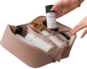 Cosmetische tassen kisten grote reistas voor vrouwen lederen make -up organisator vrouwelijke toilettoet kit make -up case opbergzak luxe lady8830944