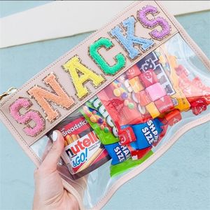 Cosmetische tassen Cases Letter Patches Transparante PVC Cosmetische tas Clear Travel Make -up Cosmetische tas Zakken Snacks Bag Organizer Factory 181i