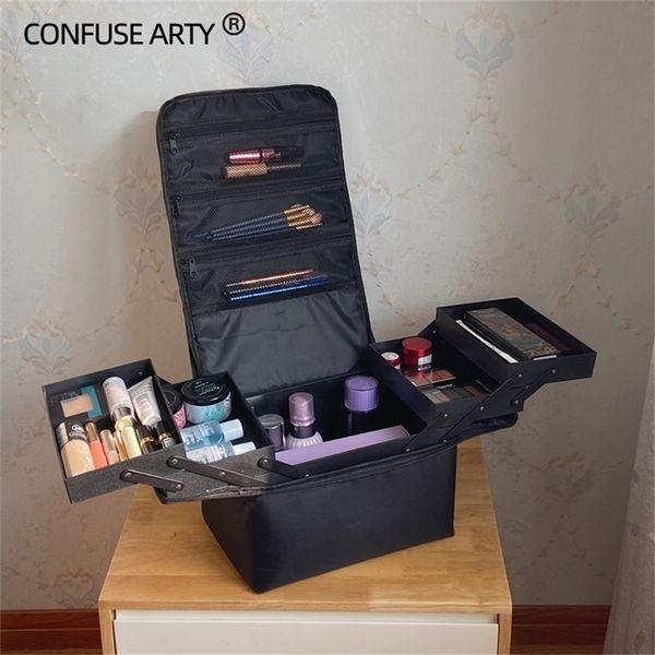 Bolsas de cosméticos Estuches Bolsa de maquillaje de mano de gran capacidad de múltiples capas manicura peluquería kit de herramientas de bordado estuche de almacenamiento de cosméticos bolsa de aseo 220921