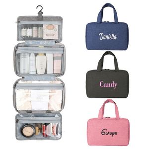 Estuches de bolsas de cosméticos Estuches de viaje personalizados Impermeable Plegable Separación seca y húmeda Bolsa de lavado Costumbre bordada Almacenamiento de cosméticos Bbag Se puede colgar 230729