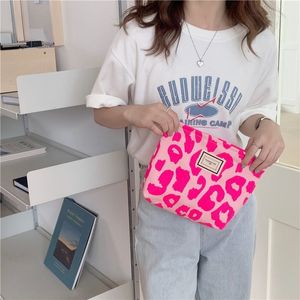 Cosmetische tassen etuis roze luipaardprint damestas retro bloem dames kleine clutch portemonnee reishandtassen schoolmeisje potloodopslag 230727