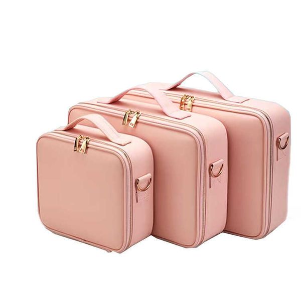 Bolsas de cosméticos Estuches Pu Pink Nail Beauty Cosméticos Caja de almacenamiento Viaje Portátil Maquillaje Bolsa de artista 230113