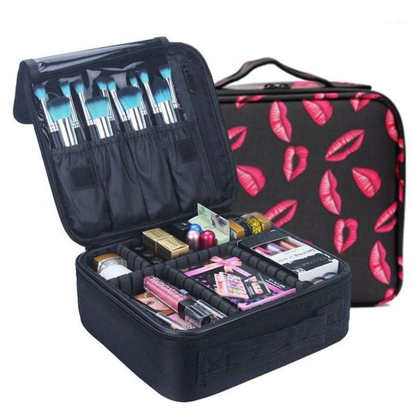 Bolsas cosméticas Estuches QEHIIE Estuche de marca Bolsa de tela Oxford de alta calidad Organizador de viaje Mujeres Esteticista Bolsa de maquillaje de gran capacidad1