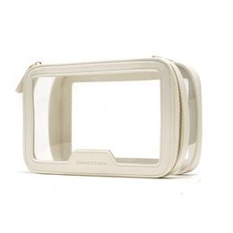 Cosmetische zakken kisten Rownyeon Transparant Clear Square Cosmetic Organizer Case Travel Small PVC Make -up Zipper Bag 230516