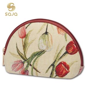 SAJA Femmes Maquillage Sac Tapisserie Cosmétique Sac Voyage Tulipe Fleur De Stockage Organisateur Pochette Portefeuille Beauté Make Up Case Sac pour Dame 231219