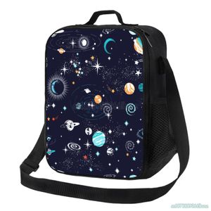 Cosmetische tassen Etuis Space Planet Geïsoleerde lunchbox Galaxy Cooler Tote Grote tas met verstelbare schouderband voor meisjes Jongens Schoolpicknick 230823