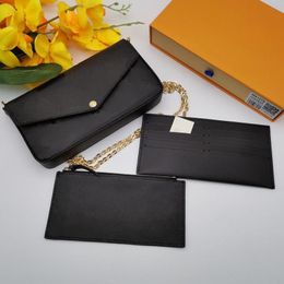 Cosmetische tassen kisten top 3 -stcs set vrouwen klassieke luxe designer handtas pochette felicie tas echte lederen handtassen schouder handtas koppeling totte messenger