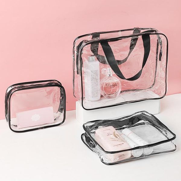 Sacs à cosmétiques étuis PVC transparent maquillage femmes mode clair organisateur de voyage étui de beauté toilette bain lavage maquillage Kit CaseCosmetic