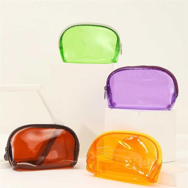 Bolsas de cosméticos Estuches Mujeres Clear Pvc Jelly Bolsa de cosméticos Niñas Color caramelo Bolsa de maquillaje transparente Viajes Artículos de tocador impermeables Maquillaje Up306R