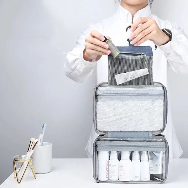 Bolsas de cosméticos Estuches Mujeres Bolsas de maquillaje Hombres Artículos de tocador portátiles Organizador Neceser Maquillaje Kit de viaje Colgante Multifunción Baño Bolsa de lavado K184 231006