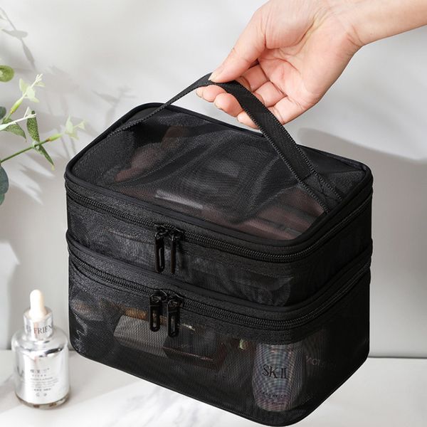 Sacs à cosmétiques Trousses Femmes Transparent Mesh Idéal pour les cosmétiques Trousse de maquillage et de toilette Travel Sales Success Make Up Organizer Bag 230725