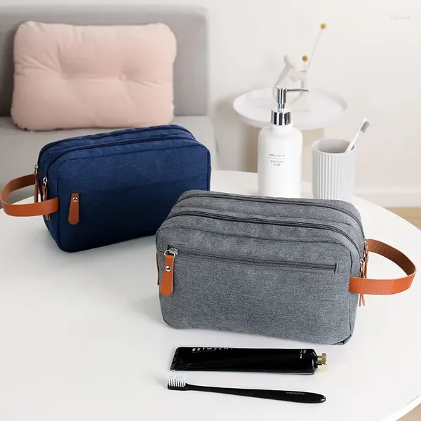 Bolsas de cosméticos Catiónicas de dos generaciones para hombre, bolsa de aseo de gran capacidad, almacenamiento de viaje, tela Oxford a cuadros