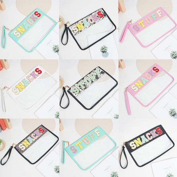 Bolsas cosméticas CHENELLE LETTRA Clear Zipper Pouch para viajes Bocadillo de bocadillos de nylon nylon Bolsa Multipropósito multipropósito