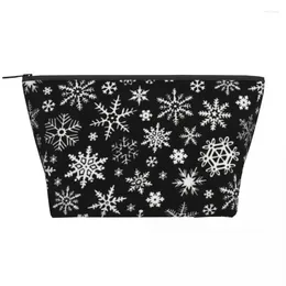 Sacs de cosmétique Tissu de Noël Snow Trapézoidal Portable Makeup Daily Rangement Bag pour Travel