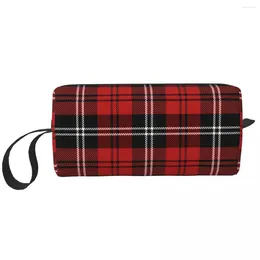 Cosmetische tassen Kerstjaar Tartan Plaid Schotse patroontas voor dames Make-up Reizen Waterbestendig Toilettas Organiseren