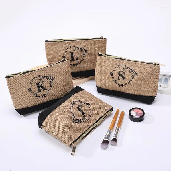 Sacs de cosmétiques Circle Lettres de jute Zipper imperméable Coin Pursefine Creative Fashion Penbag Portable Sac