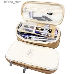 Cosmetische tassen klassieke mode pen potlood kast grote capaciteit vouw canvas briefpapier opbergzak organisator voor cosmetische reisstudent L410