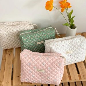 Sacs à cosmétiques pochettes en coton doux pour femmes, organisateur à fermeture éclair, sac de maquillage mignon, grand sac à main de maquillage, sac à main Portable de haute qualité