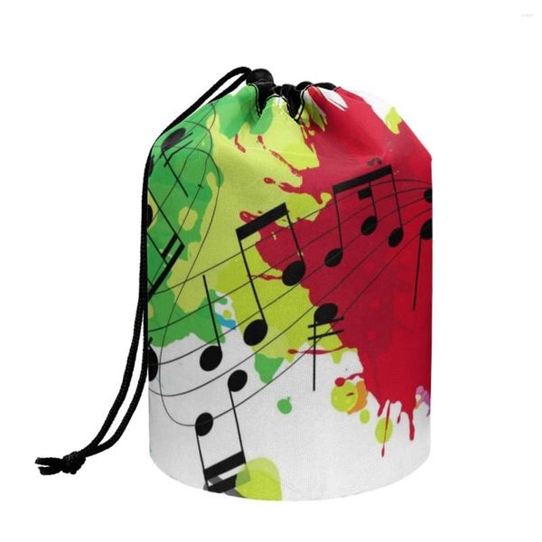 Bolsas de cosméticos Coloranimal multicolor nota musical impresión señoras neceser cubo lavado multifuncional adecuado para la playa