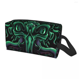 Neceser de viaje para mujer, neceser de viaje con diseño de Lovecraft Cthulhu, el viejo dios de R'lyeh, organizador de maquillaje gráfico, Kit Dopp de almacenamiento de belleza