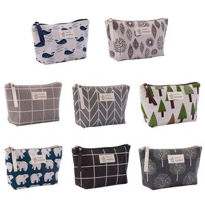 Sacs à cosmétiques Sac de maquillage en lin de coton Pochette de téléphone de voyage Femmes Pochette de pièces de monnaie Sacs de rangement pour articles divers Corée Tendance Plaid Animal 8 Designs YSJ72